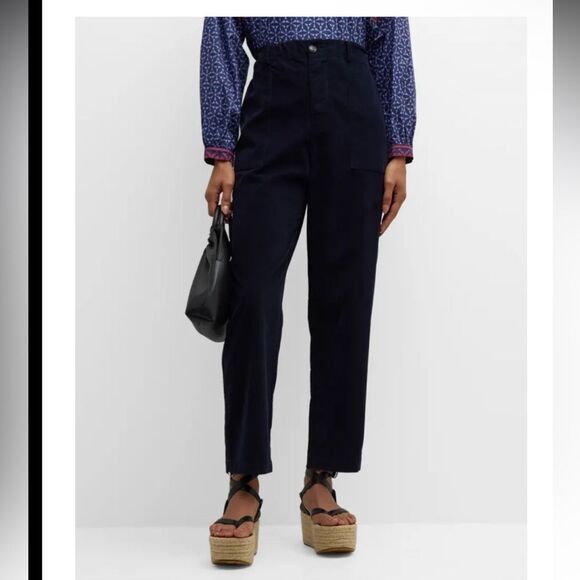 XIRENA | Weston High Rise Cropped Navy Blue Corduroy Pants Women’s Size Medium - Picture 1 of 11